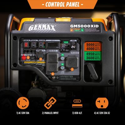 Image showing 5 th GENMAX 5,000 W Peak Dual Fuel Open Frame Inverter Generator