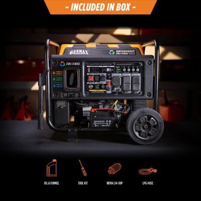 Image showing 7 th GENMAX 12,000 W Peak Tri Fuel Open Frame Inverter Generator