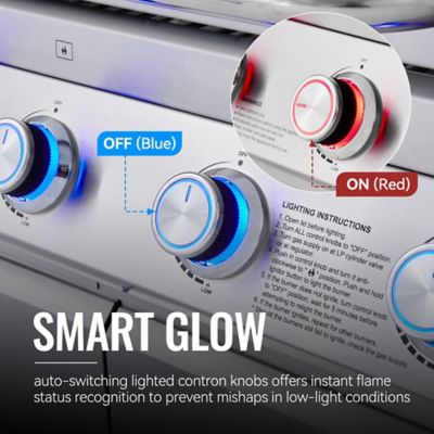 Image showing  Deluxe Stainless Steel 5-Burner Gas Grill, With Visible Upper Cover, 72,000 BTU