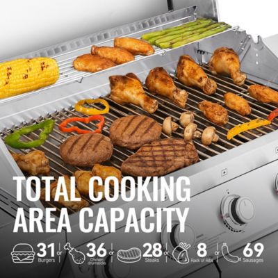Image showing 8 th Royal Gourmet Deluxe Stainless Steel 5-Burner Gas Grill, With Visible Upper Cover, 72,000 BTU