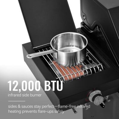 Image showing  5-Burner Gas Grill, With Infrared Side Burner, 72,000 BTU, Visible Upper Cover,Black