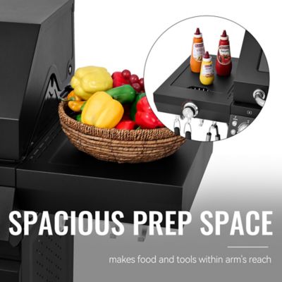 Image showing 8 th Royal Gourmet 5-Burner Gas Grill, With Infrared Side Burner, 72,000 BTU, Visible Upper Cover,Black