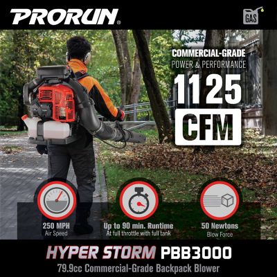 Image showing 4 th PRORUN 79.8cc 1125 CFM Gas Backpack Leaf Blower