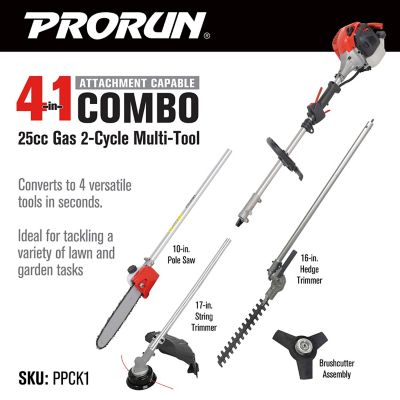 Image showing  25.4cc Gas-Powered Attachment Capable 4-in-1 Combo Kit (String Trimmer, Pole Saw, Hedge Trimmer, Brush Cutter)