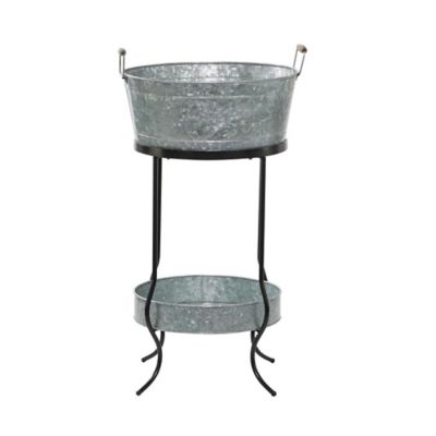Image showing  Metal 6 Bottle Decorative Ice Bucket with Lower Shelf