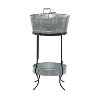 Image showing  Metal 6 Bottle Decorative Ice Bucket with Lower Shelf
