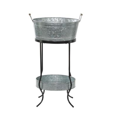 Image showing  Metal 6 Bottle Decorative Ice Bucket with Lower Shelf