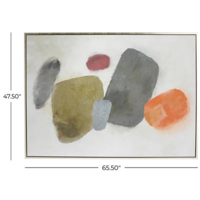 Image showing  Canvas Abstract Square Shaped Geometric Living Room Framed Wall Art with White Washed Backing