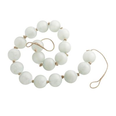 Image showing Glass Handmade Round Extra Long Frosted Orb Beaded Garland with Tassel with Knotted Jute Rope