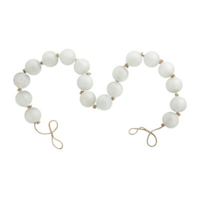 Image showing Glass Handmade Round Extra Long Frosted Orb Beaded Garland with Tassel with Knotted Jute Rope