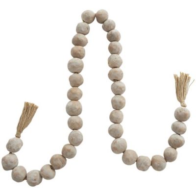 Image showing Ceramic Handmade Round Intricately Shaped Large Distressed Beaded Garland with Tassel