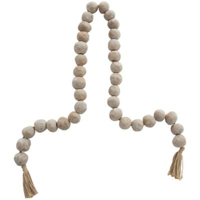 Image showing Ceramic Handmade Round Intricately Shaped Large Distressed Beaded Garland with Tassel