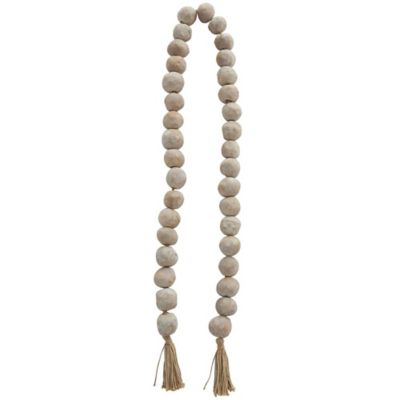 Image showing Ceramic Handmade Round Intricately Shaped Large Distressed Beaded Garland with Tassel
