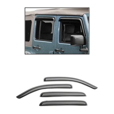 Black Horse Off Road Rain Guards Tape On Smoke fits 2007-2018 Jeep Wrangler JK Unlimited