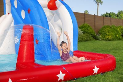 Image showing  Inflatable Water Park, Red, White and Blue Stars