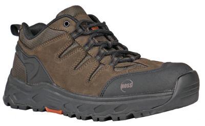 HOSS Boot Company Eric Lo Men's Brown Work Shoe, Soft Toe, Oblique Toe, Slip Resistant, EH Rated, Leather Upper
