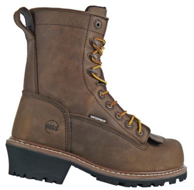 Image showing  Cross Cut Men's Composite Toe Waterproof Kiltie Logger Work Boots EH Slip Resistant, 8 in.