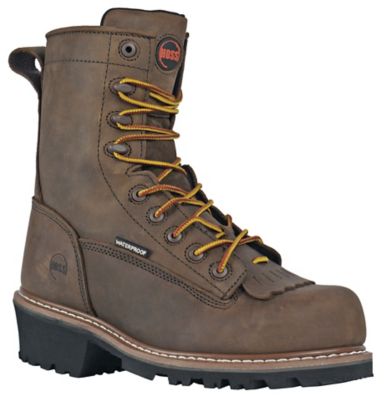 Image showing  Cross Cut Men's Composite Toe Waterproof Kiltie Logger Work Boots EH Slip Resistant, 8 in.