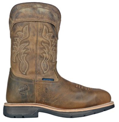 Image showing  Brisbee Men's Composite Toe Waterproof Distressed Western Pull-On Work Boots EH Slip Resistant, 11 in.