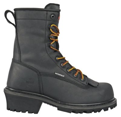 Image showing  Cross Cut Men's Composite Toe Waterproof Logger Kiltie Work Boots EH Slip Resistant, 8 in.