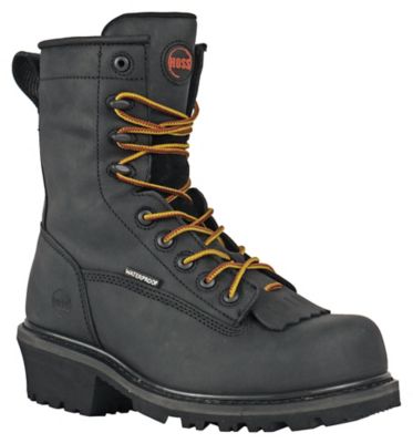 HOSS Boot Company Cross Cut Men's Composite Toe Waterproof Logger Kiltie Work Boots EH Slip Resistant, 8 in.