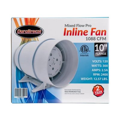 Image showing  10 in Pro Mixed Flow Inline Duct Fan, 1088 CFM 120V / 300W / 2.5A (1-Pack)