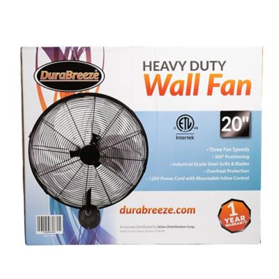 Image showing  20 in Heavy Duty Steel Wall Mount Fan, 3-Speed 120V (1-Pack)