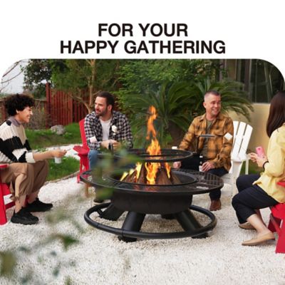 Image showing 5 th Vantana 47 in. Fire Pit with Adjustable BBQ Grate Deer