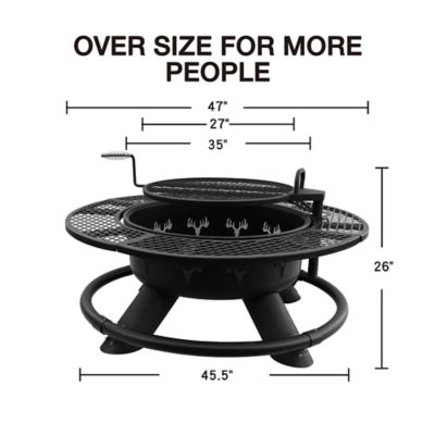 Image showing 6 th Vantana 47 in. Fire Pit with Adjustable BBQ Grate Deer