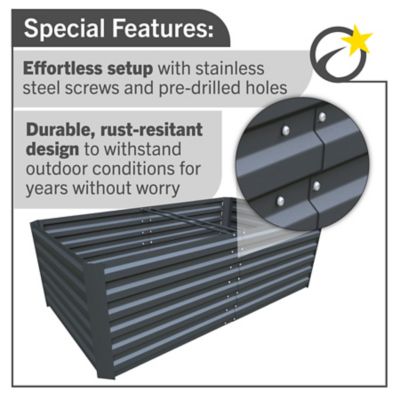 Image showing  6ft x 3ft Square Raised Garden Bed