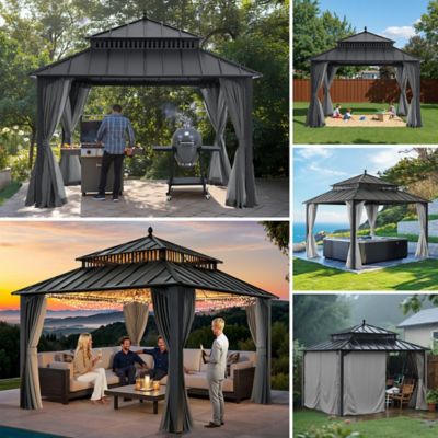 Image showing 9 th Sunjoy 12 ft. x 12 ft. Kingston Hardtop Rectangular Gazebo