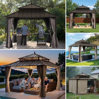 Image showing 3 th Sunjoy 12 ft. x 12 ft. Kingston Hardtop Rectangular Gazebo