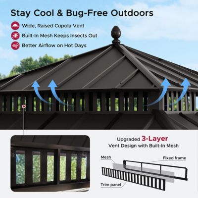Image showing 4 th Sunjoy 12 ft. x 12 ft. Kingston Hardtop Rectangular Gazebo