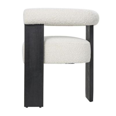Image showing  Polyester Curved Back Mid Century Modern Round Boucle Living Room Accent Chair with Black Wood Frame