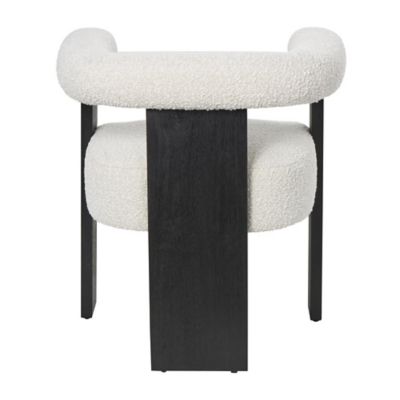 Image showing  Polyester Curved Back Mid Century Modern Round Boucle Living Room Accent Chair with Black Wood Frame