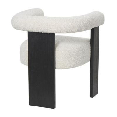 Image showing  Polyester Curved Back Mid Century Modern Round Boucle Living Room Accent Chair with Black Wood Frame