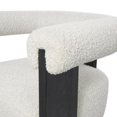 Image showing 5 th Harper & Willow Polyester Curved Back Mid Century Modern Round Boucle Living Room Accent Chair with Black Wood Frame