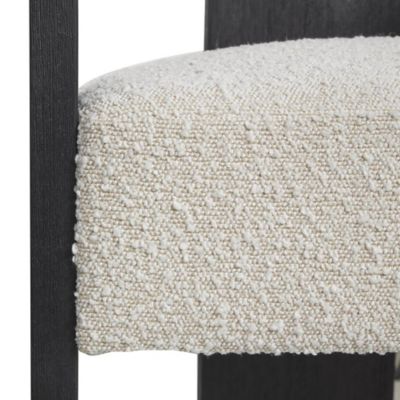 Image showing 6 th Harper & Willow Polyester Curved Back Mid Century Modern Round Boucle Living Room Accent Chair with Black Wood Frame