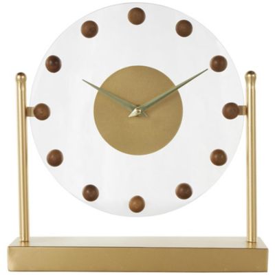 Image showing  Metal Acrylic Face Decorative Clock with Wood Ball Accents