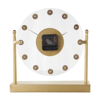 Image showing  Metal Acrylic Face Decorative Clock with Wood Ball Accents