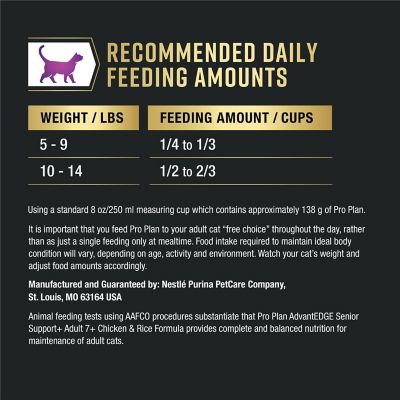 Image showing 5 th Purina Pro Plan AdvantEDGE Senior Support+ Chicken and Rice Formula Dry Cat Food