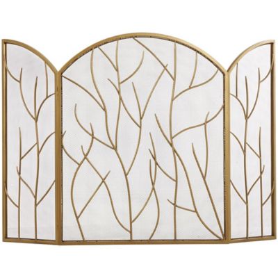 Image showing 1 th Harper & Willow Metal Branch 3 Panel Tree Living Room Fireplace Screen with Mesh Netting