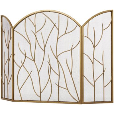 Image showing 2 th Harper & Willow Metal Branch 3 Panel Tree Living Room Fireplace Screen with Mesh Netting