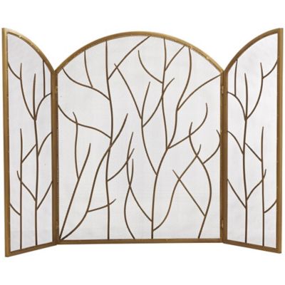Image showing 3 th Harper & Willow Metal Branch 3 Panel Tree Living Room Fireplace Screen with Mesh Netting