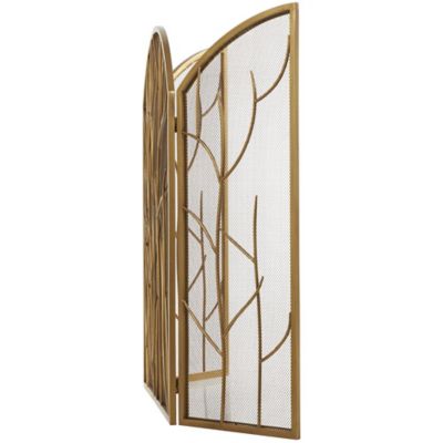 Image showing 4 th Harper & Willow Metal Branch 3 Panel Tree Living Room Fireplace Screen with Mesh Netting