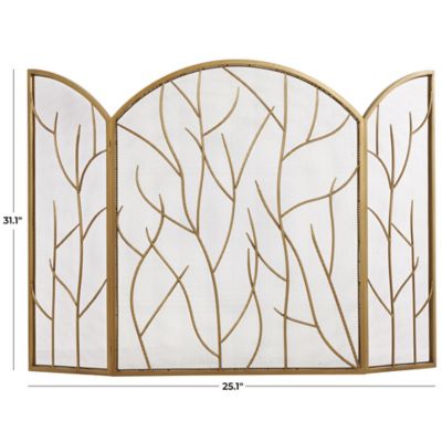 Image showing 5 th Harper & Willow Metal Branch 3 Panel Tree Living Room Fireplace Screen with Mesh Netting