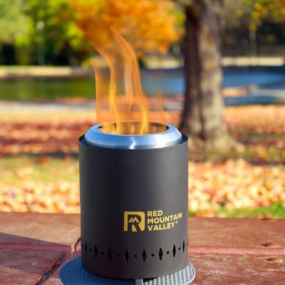 Image showing  Smokeless Tabletop Fire Pit with Mat, Portable Mini Low Smoke Camping Stove, Stainless Steel, Black