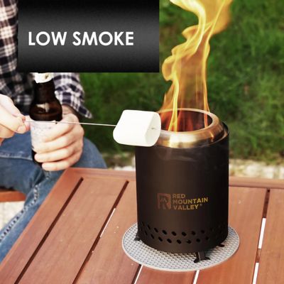 Image showing  Smokeless Tabletop Fire Pit with Mat, Portable Mini Low Smoke Camping Stove, Stainless Steel, Black
