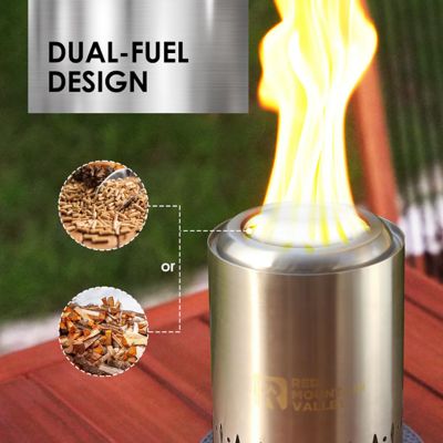 Image showing  Smokeless Tabletop Fire Pit With Mat, Portable Mini Low Smoke Camping Stove, Stainless Steel, Silver