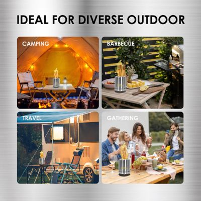 Image showing 7 th Red Mountain Valley Smokeless Tabletop Fire Pit with Mat, Portable Mini Low Smoke Camping Stove, Stainless Steel, Silver